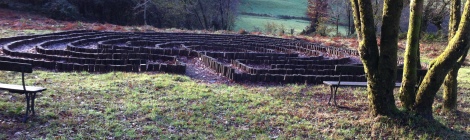 photo of labyrinth at Llanfihangel Rhos-y-corn church. Copyright Anne Jones
