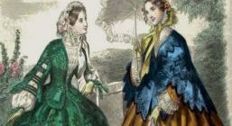 Victorian costume - coloured etching