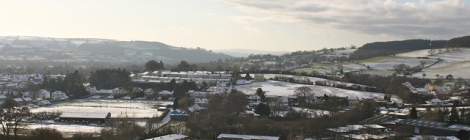 View over Lampeter, light covering of snow.